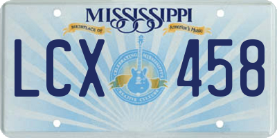 MS license plate LCX458