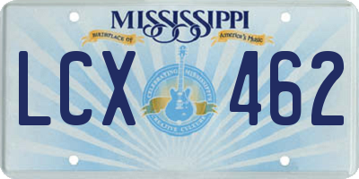 MS license plate LCX462