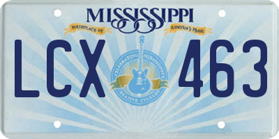 MS license plate LCX463