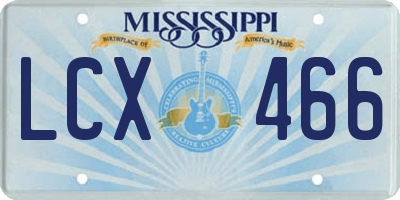 MS license plate LCX466
