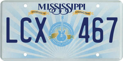 MS license plate LCX467