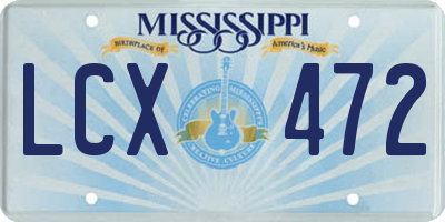 MS license plate LCX472