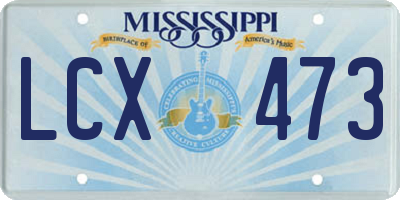 MS license plate LCX473