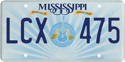 MS license plate LCX475