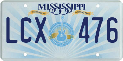 MS license plate LCX476