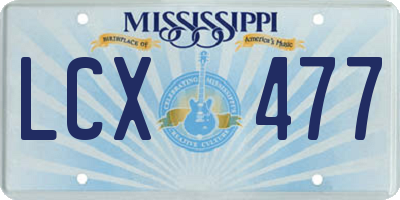 MS license plate LCX477