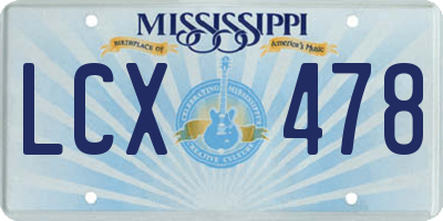 MS license plate LCX478