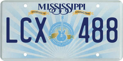 MS license plate LCX488