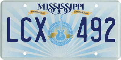 MS license plate LCX492