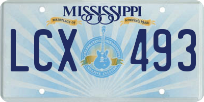 MS license plate LCX493