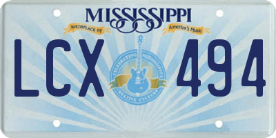 MS license plate LCX494