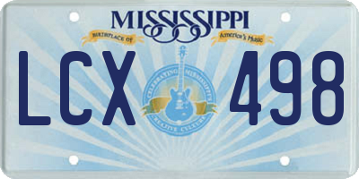 MS license plate LCX498