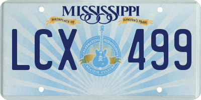 MS license plate LCX499