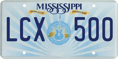 MS license plate LCX500