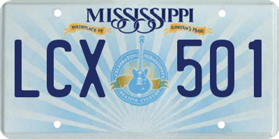 MS license plate LCX501
