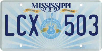 MS license plate LCX503