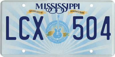 MS license plate LCX504