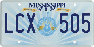 MS license plate LCX505