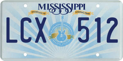 MS license plate LCX512