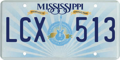 MS license plate LCX513