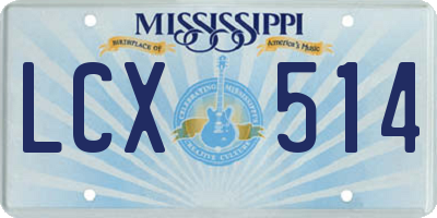 MS license plate LCX514