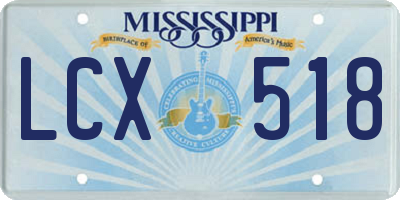 MS license plate LCX518