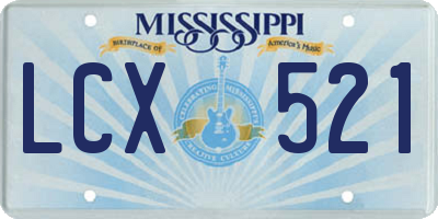 MS license plate LCX521