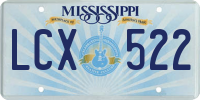 MS license plate LCX522