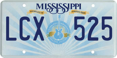 MS license plate LCX525