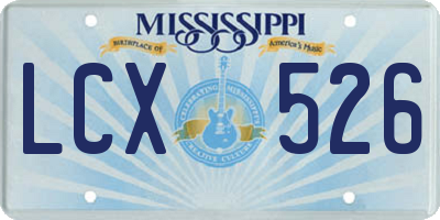 MS license plate LCX526
