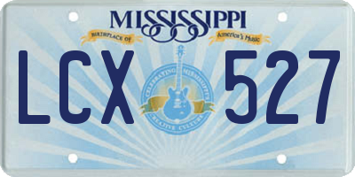 MS license plate LCX527