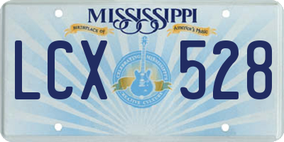 MS license plate LCX528
