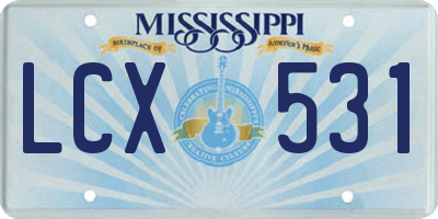 MS license plate LCX531