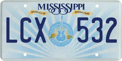 MS license plate LCX532