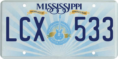 MS license plate LCX533