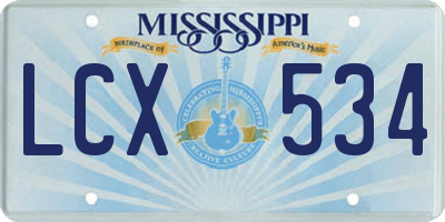 MS license plate LCX534