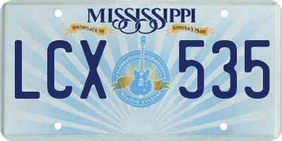MS license plate LCX535