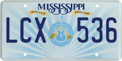 MS license plate LCX536