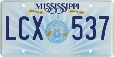 MS license plate LCX537