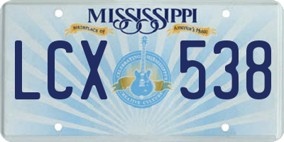 MS license plate LCX538