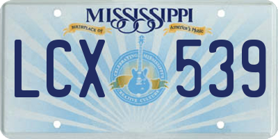 MS license plate LCX539