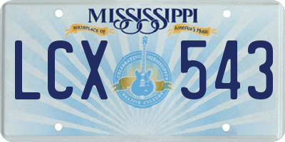 MS license plate LCX543
