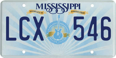 MS license plate LCX546