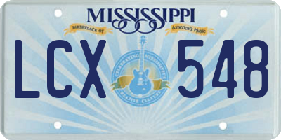 MS license plate LCX548