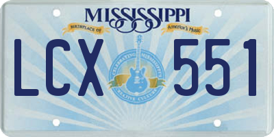MS license plate LCX551