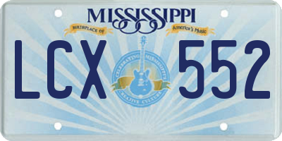 MS license plate LCX552