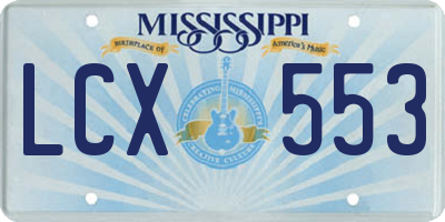 MS license plate LCX553
