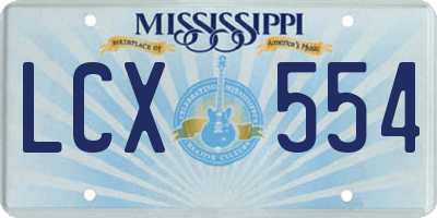 MS license plate LCX554