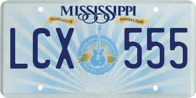 MS license plate LCX555