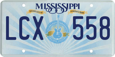 MS license plate LCX558